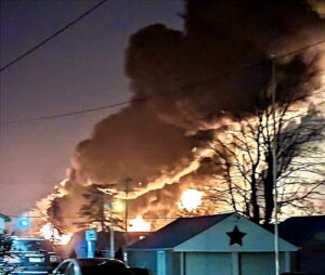 Photo of smoke from East Palestine Ohio trian derailment