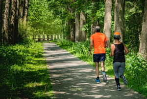 Elderly couple jogging 