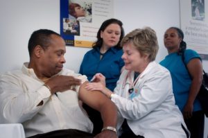 Man getting injection