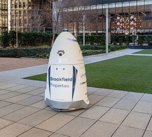 Knightscope security robot is seen in downtown Houston. Knightscope is an American security camera and robotics company.